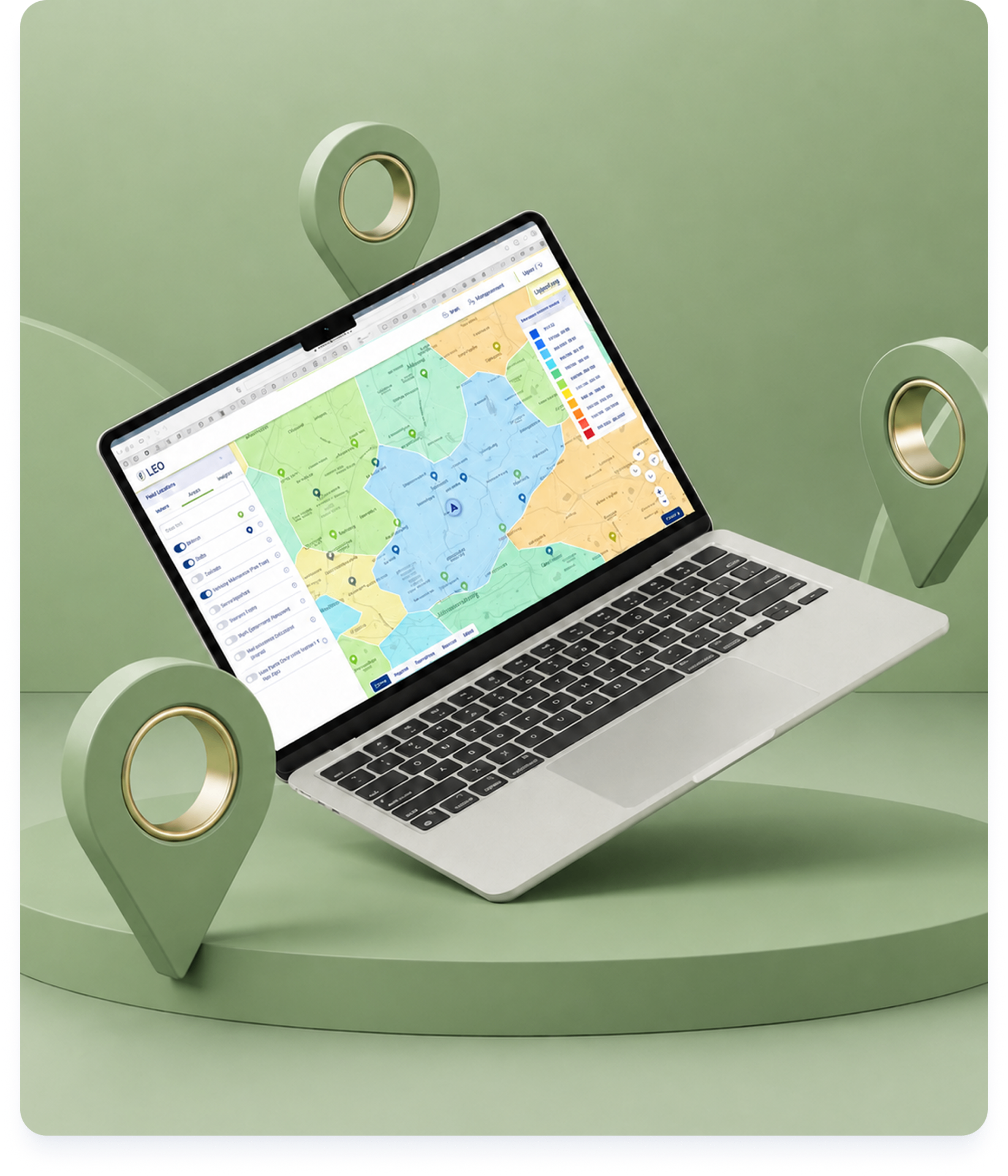 Laptop showing LEO map for site selection